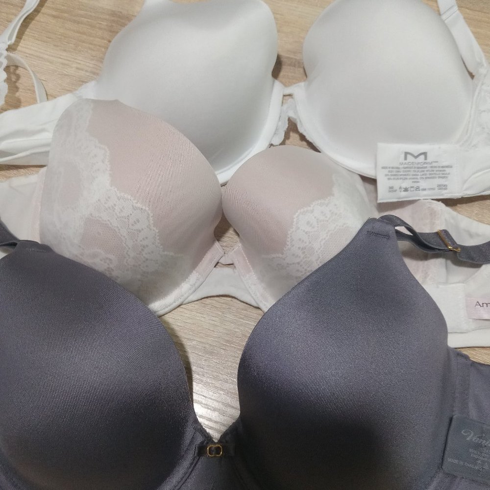 T SHIRT BRA 3 FOR 1 PRICE 34 / 36 B C VANITY FAIR MAIDENFORM AMBRIELLE